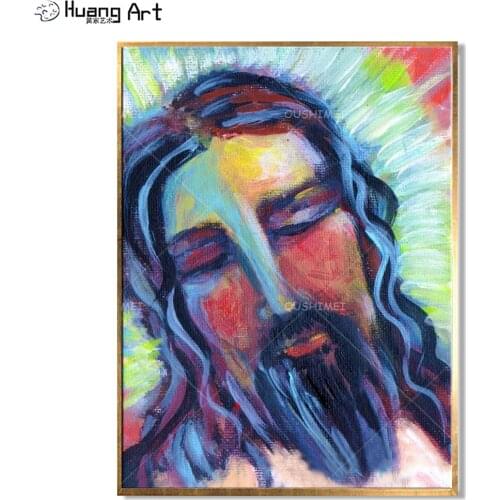 Gold Supplier Wholesale Cheap Price Abstract Jesus Figure Painting On Canvas Handmade Impression Jesus Portrait Canvas Painting