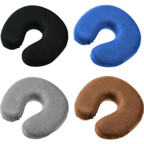 1PC New U Shaped Travel Pillow Car Air Flight Inflatable Pillows Neck Support Headrest Cushion Soft Nursing Cushion Black