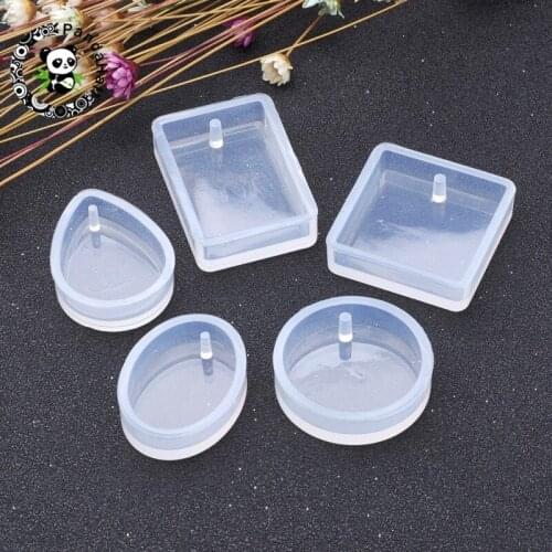 10Pcs Mixed Shape Clear DIY Silicone Molds For Resin Jewelry Making For Making Pendants, 28~33.5x21~28x7~7.5mm