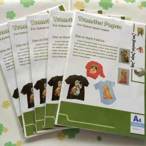 100 pieces/lot) A4 size dark color laser heat tranfer paper to DIY fashionable personalized washable t-shirt