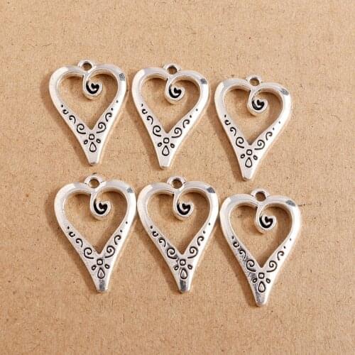 10pcs 17*25mm Tibetan Silver Color Heart Charm Necklace Pendant DIY Bracelets Jewelry Findings Handmade Crafts