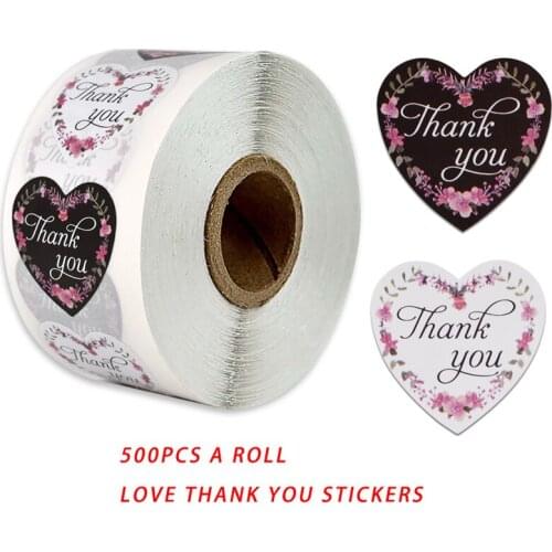 500pcs 1Inch DIY Handmade Label blank & white Floral Thank you Wedding Stickers Adhesive Sticker Round Labels Thank You Sticker