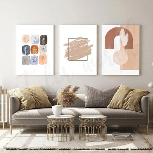 Abstract Line Plant Leaves Valley Wall Art Print Boho Arch Shape Canvas Painting Nordic Poster Decor Pictures for Living Room