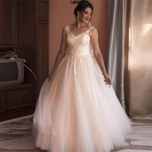 Appliques Ball Gown Dubai Wedding Dresses New 2020 Scoop Neck Princess Vestido De Noiva Floor Length White Ivory Wedding Gowns
