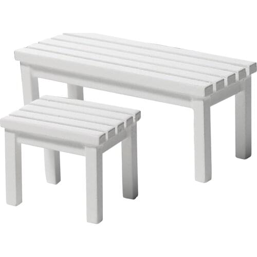 White 1/12 Miniature Park Bench / Stool Dollhouse Furniture Figurines Micro Landscape Handicraft Home Decoration Accessories