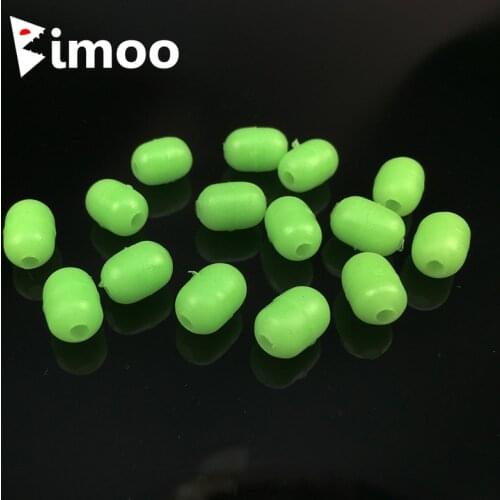 Bimoo 100pc Green Soft Rubber Cylinder Luminous Fishing Beads Lumo Glow Beans for Squid Jig Saltwater Fishing Sabiki Snapper Rig