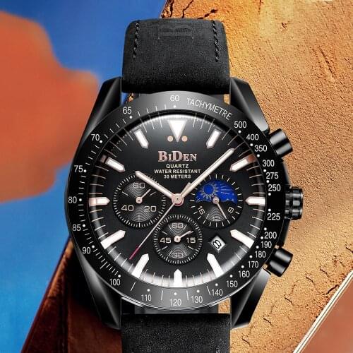 Multifunction Quartz Calendar Watch Men Military Sports Leather Strap Watch Luxury Top Brand Clock Relogio Maculine