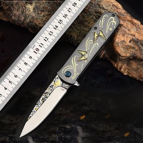 CN(Origin) 20CM-57HRC Pin Folding Knife Stainless Steel Blade Knife Camping Self-defense Tactical Hunting Knifes