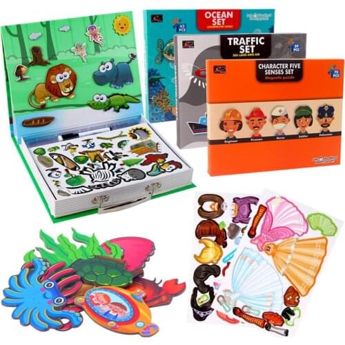 Children Kids Animal Ocean Magnetic DIY Cognitive Puzzles Jigsaw Educational Toy