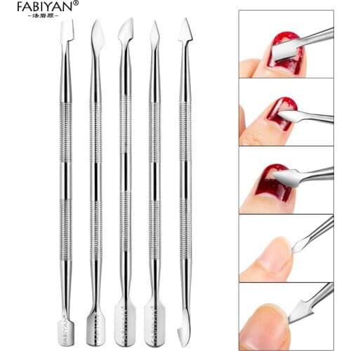 Double Sides Nail Art Dead Skin Pusher Cuticle Remover Stainless Steel Push Finger Spoon Metal Tips Manicure Tools Pedicure Care