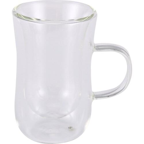 80Ml European Double Coffee Mug Heat-Resistant Double Glass Cappuccino Cup Milk Cup Juice Cup New Cafe Office with Handle