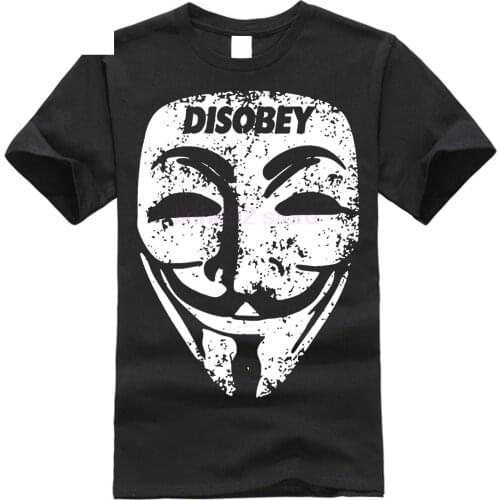 Guy Fawkes Mask T Shirt Anonymous Disobey Troll Political V For Computer Vendetta Binary Code Anarchy Hacker Tee