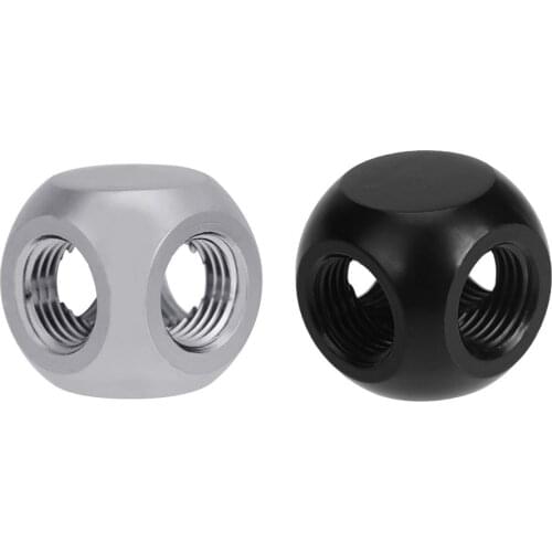 G1/4 Inner Thread 4 Way Connector Splitter Tee Fittings Adapter Water Tube Connector Ball Shaped for Computer PC Water Cooling