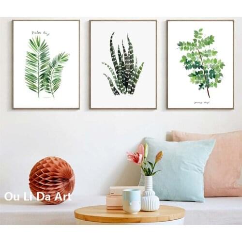 No frame pastoral green leaves aloe vera landscape canvas printings oil painting printed on canvas wall art decoration picture