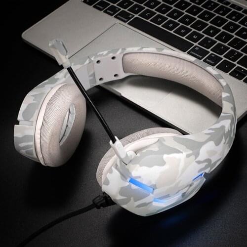 Gaming Headset With LED Light 3.5mm Wired Game Headphone With Mic & Converter Cable For Some Laptop That Are Single-Hole Designs