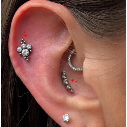 1pc Trinity ball Tragus Ear Cartilage Ring Helix Jewelry Labret Piercings Lip Ring Studs Rook Lobe Steel Piercing Body Jewelry