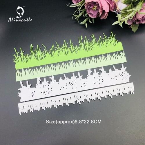 2pc Grass Slimline Border Edge Metal Cutting Dies Cut Scrapbooking Paper Craft Album Handmade Card Punch Art Cutter Template