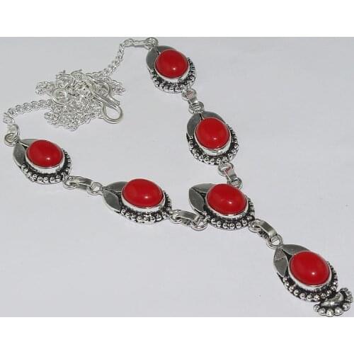 Coral Necklace Silver Overlay over Copper , 43.5 cm, N2160