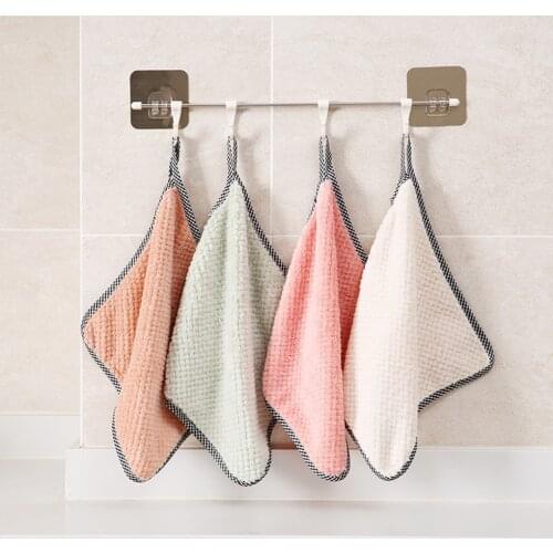 Kitchen Daily Dish Towel Cleaning Towel Absorbent Rag Scouring Pad Coral Velvet Fiber Kitchen Dishcloth Household Washing Rag