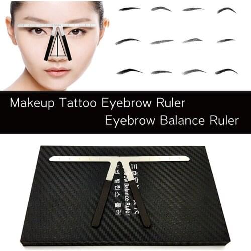 Permanent Makeup Tattoo Eyebrow Ruler Metal Alloy Eyebrow Balance Caliper Makeup Balance Divider Measure Tools 7 Eyebrow Shapes