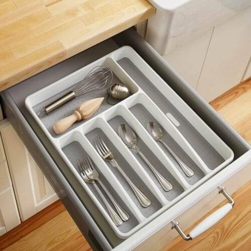5/6 Compartments Kitchen Cutlery Storage Tray holder Organizer Kitchen Container Spoon Fork Storage Separation Knife Block Holde