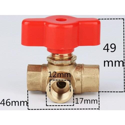 G1/4 male thread mini Brass Ball Valve T-type Three Way valve switch for car washing machine Copper Pipe Fitting Coupler Adapter