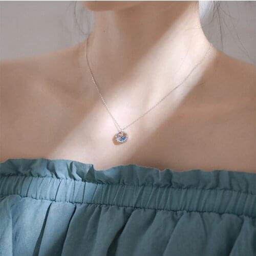 Fashion Silver Color Link Chain Fishtail Chokers Necklaces Cubic Zirconia Crystal Mermaid Pendant Necklace Women Charm Jewelry