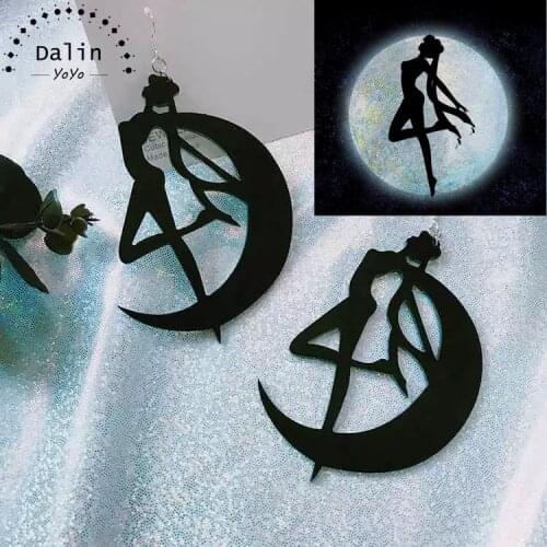 Fashion Dark Harajuku Style Exaggerated Earrings Personality Simple Creative Hollow Sailor Moon Earrings Earrings For Women