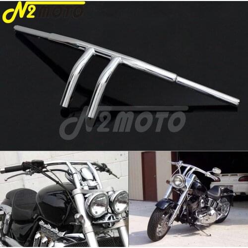 Motorcycle Chrome Steel 1-1/4" Pullback Handlebars 8" Rise T-Bars Custom Handle Fat Bars For Harley Chopper Bobber Cafe Racer