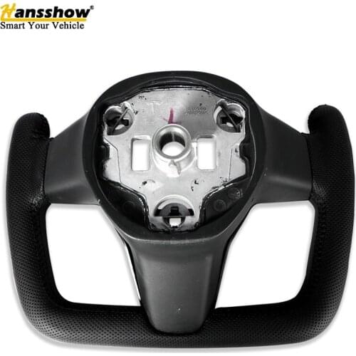 2021 New Style Steer Wheel Car Flat Bottom Leather Carbon Fiber Steering Wheel For Tesla Model 3 Y Yoke Steering Wheel
