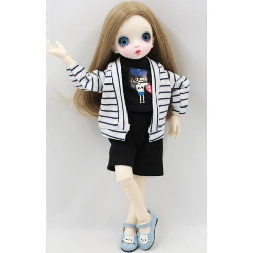 Clothes for 1/6 BJD A set of Cool outfit Black T-shirt and Pants with stripe Coat cool boy style Blyth ICY NEO