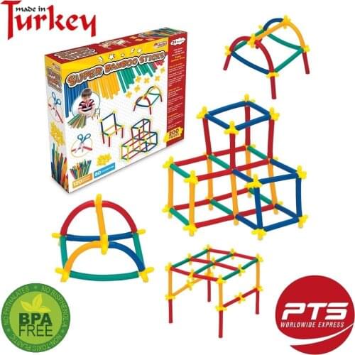 CE Approved 200-300 Pieces Super Bamboo Sticks Kids Colorful Play Set Fun Montessori Education Skills Fast Delivery From Turkey