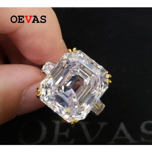 OEVAS 100% 925 Sterling Silver 30 Carats Created Moissanite Topaz Bridal Rings Sparkling High Carbon Diamond Party Fine Jewelry