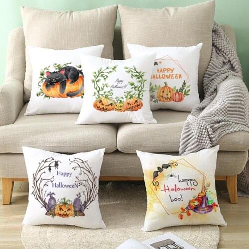 Support Dropshipping Pumpkins Letters Print Sofa Throw Pillow Case Cushion Cover Home Halloween Decor Pumpkin Print Home Decor
