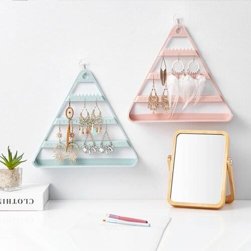 Hanging Wall Triangle Frame Rack Necklace Bracelet Earring Display Stand Desktop Storage Jewelry Organizer