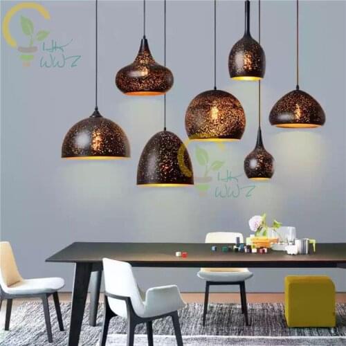 Nordic 7 Style Loft Retro Personality Cafe Bar Iron Etching Lampshade Pendant Lamp Industrial Wind Restaurant Rust Pendant Light