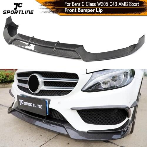 Carbon Fiber / FRP Front Bumper Lip Splitters for Mercedes-Benz C Class W205 C43 AMG C180 C200 Sport Coupe Sedan 2015 - 2017