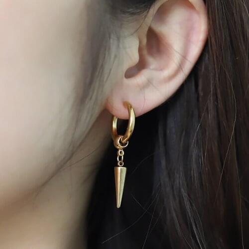 1pcs Gothic Stainless Steel Stud Earrings for Men/Women Pendant Long Tassel Unisex Hoop Earrings Punk Metal Jewelry Wholesale