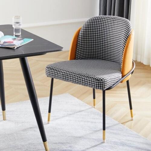 Nordic light luxury dining chair modern minimalist net red backrest makeup chair household single casual houndstooth dining tabl