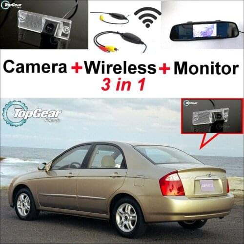 3 in1 Special Rear View Camera + Wireless Receiver + Mirror Monitor Easy Parking System For KIA Cerato Sephia Sephia5 LD Sedan