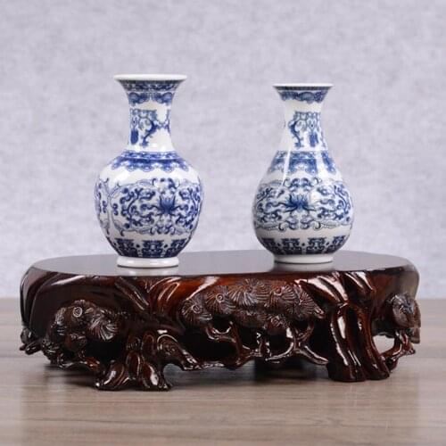 Buddha statue root carving stone base solid wood can be trough vase flower pot bonsai round jade stone base bracket