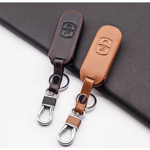 Stylish Leather Car key case full cover protect For Mazda 3 2 Mazda 6 Axela CX-5 CX5 CX-7 CX7 CX-9 RX8 2 Buttons Smart Key Cover