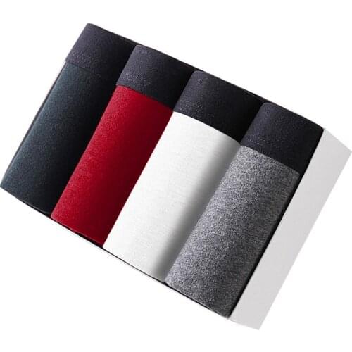 4pcs/lot Cotton Boxers Men Solid Color Cotton Panties Elastic Waistband Low Rise Boxers for Men Underpants Men Boxeres Shorts