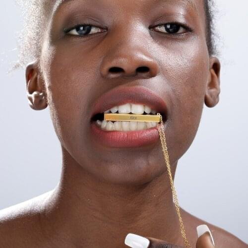 Vertical Rectangular Bar Full Personalization Necklace fashion accessories Gold Color Custom name Necklace 4 Sculpture