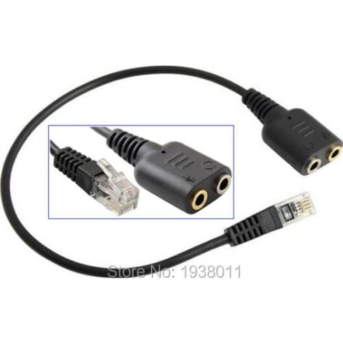 VoiceJoy PC headset dual 3.5mm to phone RJ9/RJ10/RJ22 adapter for AVAYA 2410 4610 NOTEL, POLYCOM 300, Aastra PLT Mitel,etc