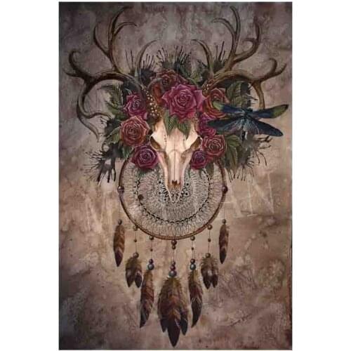 "Skull feather rose" home decor Embroidery pattern resin full square/round 5D DIY diamond painting cross stitch mosaic sticker