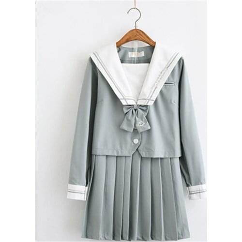 Japanese and Korean Green White Cute JK Uniform Jasmine Girls Sailor Suit Japanese School Uniform College Style Cosplay Costumes