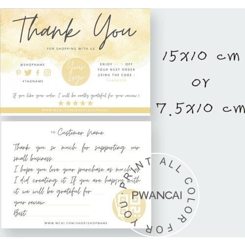 Yellow Editable Thank You Business Card Template Printable Card For Customer Editable Etsy Packaging Insert Note With QR Code