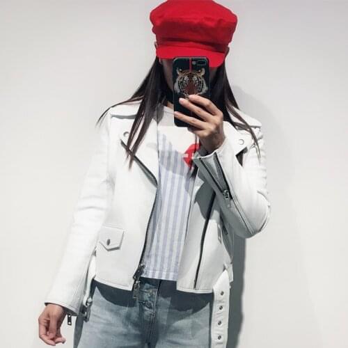 Ladies real leather jacket women genuine leather jacket