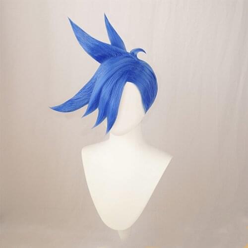 Movie PROMARE Burning Rescue Galo Thymos Cosplay Wig Short Blue Heat Resistant Hair Wig ( Need Styled With Yourself) + Wig Cap